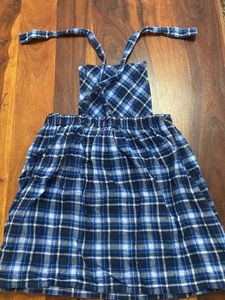 Blue Plaid Pinafore Dress