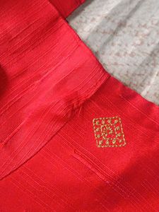 Red Embroidered Kurta