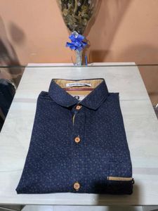 Dark Blue Leaf Prints Shirt From, Paper Crush.
