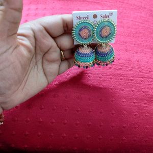 Turquoise Jhumka Earrings