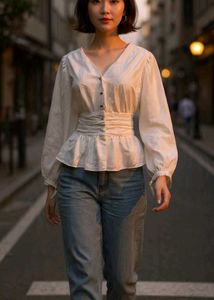 White Peplum Top