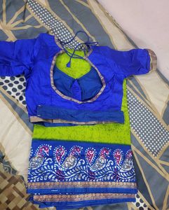 Green &amp; Blue Saree with Blouse