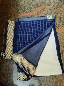 Blue And White Saree