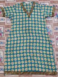 Teal and Gold Print Tunic Kurti