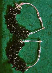 Black Beaded Hoop Earrings