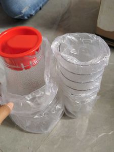 Unbreakable Plastic Glass Cups & Red Lid
