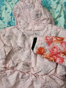 Floral Print Puffer Jacket With Detachable Cap