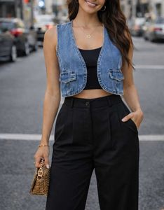 Denim Cropped Vest