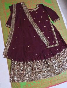 💥 🆕️ Semi-Stitched Maroon Lehenga