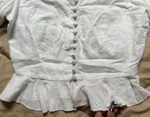 White Eyelet Embroidered Long Sleeve Top