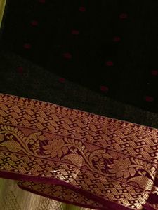 Beautiful Black Cotton Saree🖤🥀