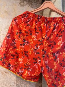 Red Floral Print Shorts- Waist- 30 Strechable