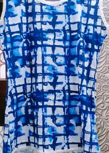 Blue &amp; White Sleeveless Top