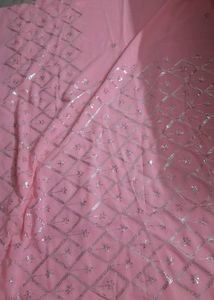 Beautiful Pink Sequin Georgette Saree