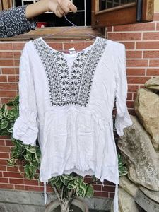 Embroidered White Top