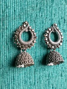Silver Tone Jhumka Earrings