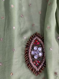Green Heavy Handwork Saree