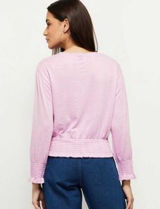 Smocked Round Neck Top 🧣