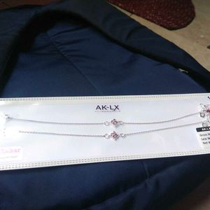 Pure Silver Pink CZ Snack 🥨 Chain ⛓️ Anklets पायल
