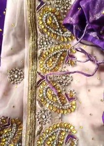 Purple &amp; Gold Embroidered Saree