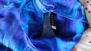 Blue Swirl Mesh Top