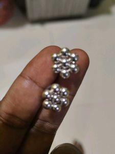 Silver Flower Ball Earrings
