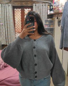 Gray Button-Down Cardigan