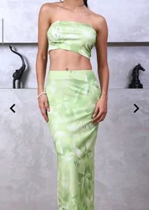 New Green Floral Two-Piece Set(Bargainable)