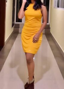 Yellow Ruched Bodycon Mini Dress