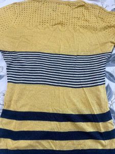Shimmer Yellow With Blue Strip Top