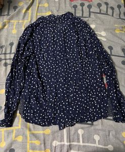 Navy Polka Dot Long Sleeve Top