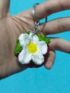 Cute Strawberry 🍓 Crochet Keychain.
