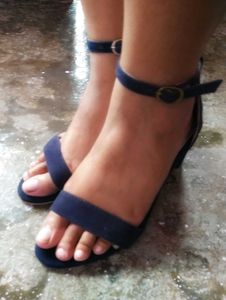 Blue Block Heel Sandal