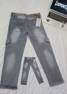 AAYAT FASHION Gray Cargo Jeans