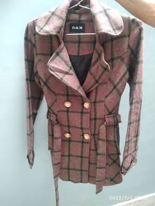 BROWN CHECKERED LONG JACKET