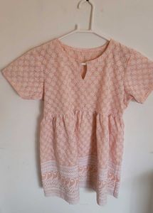 Peach Floral Lucknowi Kadhai Top/Kurti