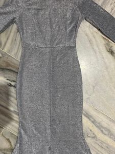 Fish Cut Long Gown Backless ( Silver )