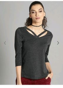 Women Charcoal Grey Stylist Top