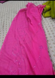 Pink Sequined Dress Material