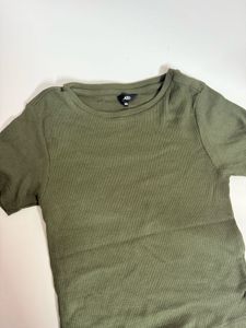 Olive Green Ribbed T-Shirt size XS to XXS