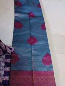 Elegant Blue &amp; Pink checked Saree