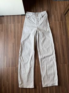 H&amp;M Beige Straight Leg Jeans