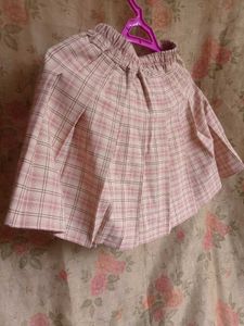 Pink Plaid Pleated Skirt
