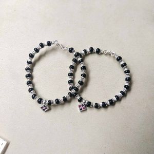 PS97Pure Silver &amp; Black Crystals Baby Nazariya