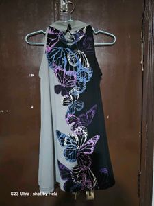 Haulter neck Butterfly Print Dress