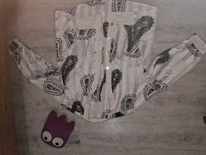 Newme Floral Art Work White Off Shirt