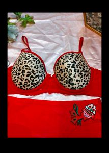Red &amp; Leopard Print Lingerie Set