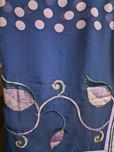 Elegant Navy Blue Saree with polka dots
