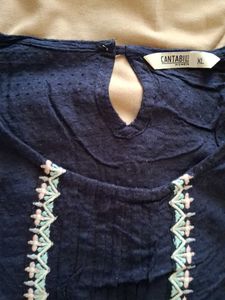 Embroidered Navy Blue Top