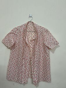 Leaf Print Short Sleeve Shirt